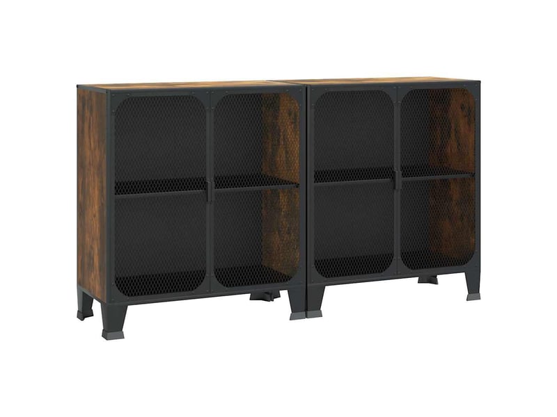  Armoires de rangement 2 pcs marron 72x36x82 cm métal et mdf  - Conforama A