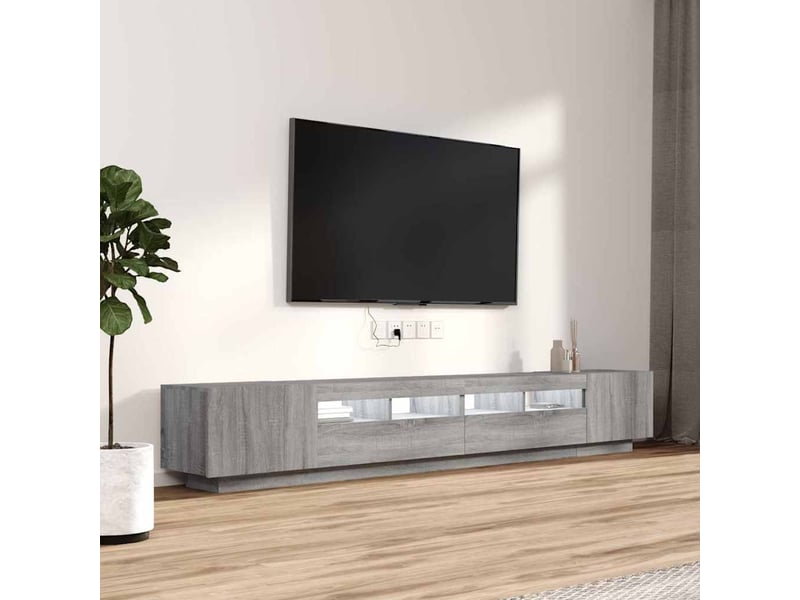  Ensemble de meubles tv avec lumières led 3 pcs sonoma gris shl58474  - Conforama E
