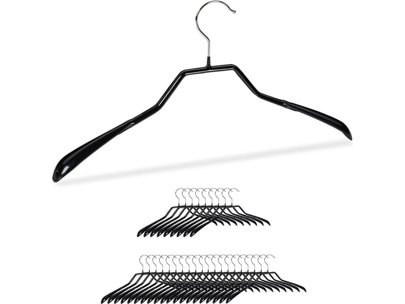  Cintres relaxdays pour costumes, lot de 30, épaules larges, antidérapants caoutchoutés, métal, noirs  - Conforama A