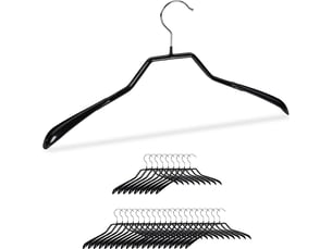 Cintres relaxdays pour costumes, lot de 30, épaules larges, antidérapants caoutchoutés, métal, noirs