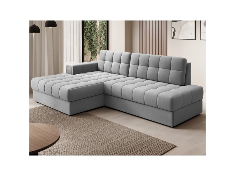  Canapé d'angle convertible cubito gris 240 cm avec coffre de rangement et couchage  - Conforama B
