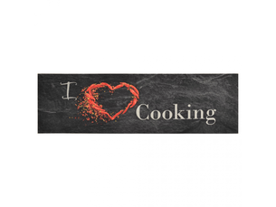 Tapis de cuisine lavable en velours cooking noir 45x150 cm - comfortxl