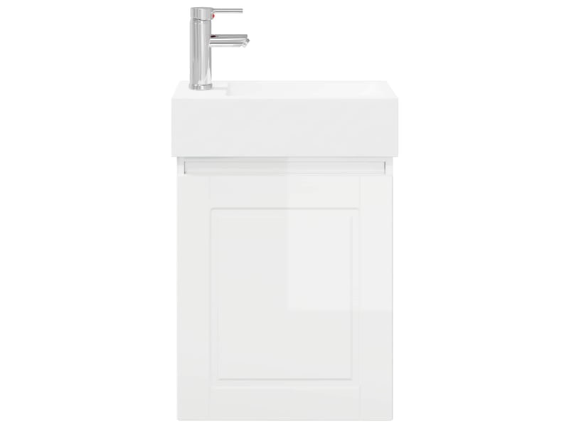  Meuble de rangement salle de bain avec robinet blanc brillant shl3107  - Conforama E