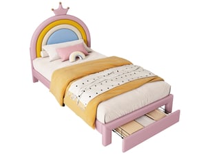 Lit avec rangement 90x200 cm MODENUIT    coloris rose