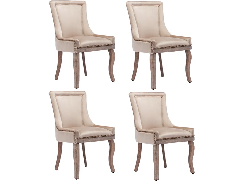  Lot de 4 chaises de salle à manger en velours beige evryae  - Conforama A