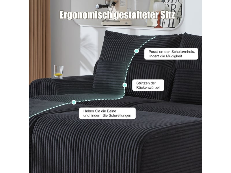 Canapé modulaire en velours - modulaire et combinable - velours côtelé - 2 places - dimensions 200x174x80cm - Conforama E