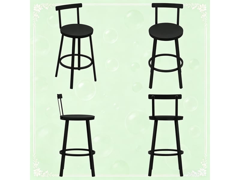  Lot de 2 tabourets de bar en mdf et métal avec dossier noir T5828P523240 - Conforama D