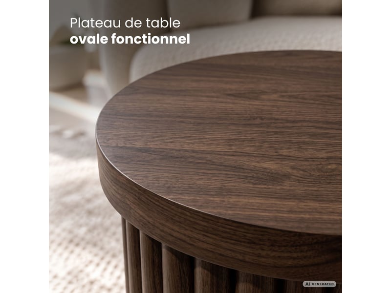  Table basse tino coloris noyer 40 cm ronde à piètement cannelé 40x40x49 cm TINO - Conforama D