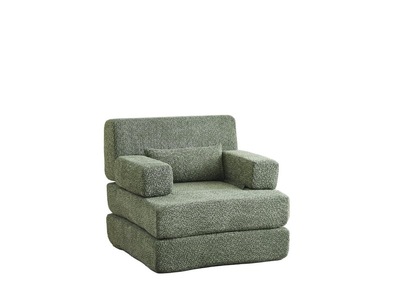 Canapé droit 2-en-1, avec structure en fer, canapé modulaire en chenille, siège individuel réglable pour salon, chambre, bureau, 80 x 90 x 90 cm, vert  - Conforama A