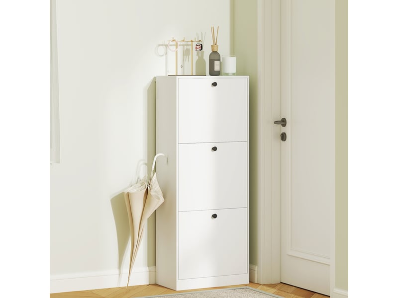  Meuble à chaussures, 3 tiroirs, pour jusqu'à 12 paires de chaussures, panneaux de particules, blanc  - Conforama C