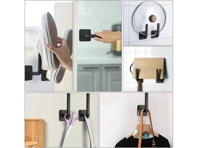 Lot de 2 embrasses de rideaux, sans perçage, attaches décoratives, crochets noirs en forme HRC0003589LY - Conforama D