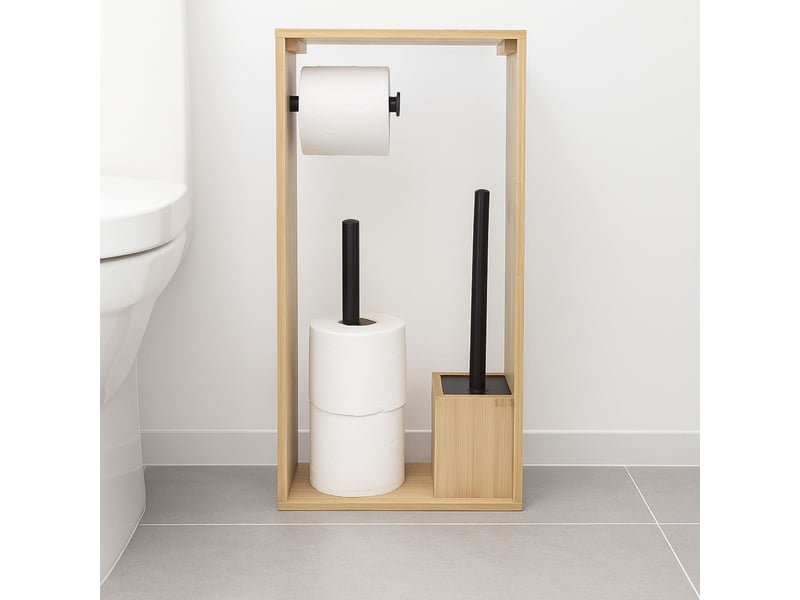 Porte-papier toilette brosse bambou couleur noir 26,5 x 12 x 56,5 cm 50805 - Conforama B