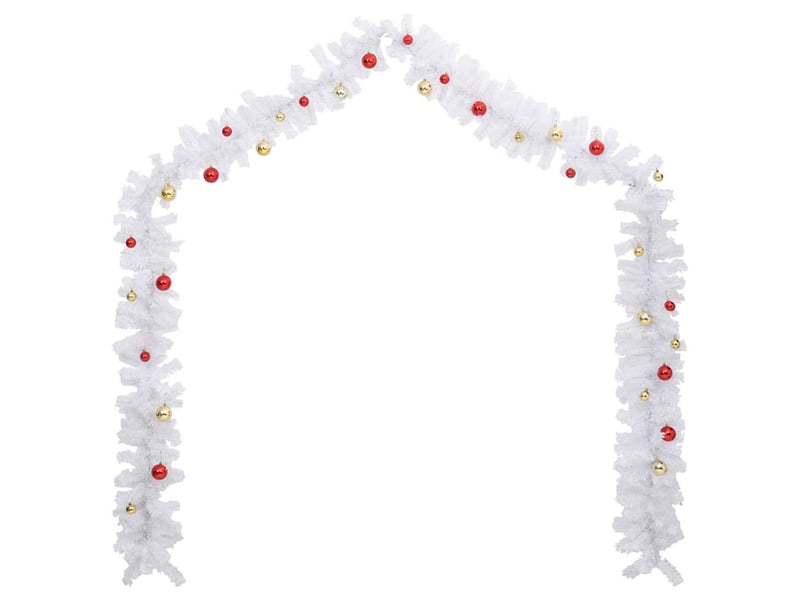  Guirlande de noël décorée avec boules blanc 5 m  - Conforama C