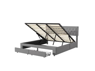 Lit avec rangement 180x200 cm <strong>BRILVERDE </strong>  <strong></strong> coloris gris