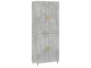 Buffet haut - bahut - meuble de rangement gris béton 69,5x34x180 cm bois d'ingénierie