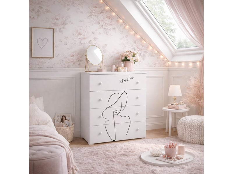  Commode enfant emily fashion - blanc, thème mode EMILY/B/NPL/FASHION - Conforama C