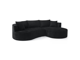 Canapé d'angle compressé droit fixe <strong>STILVORA</strong> <strong></strong> 3 places Velours côtelé Noir