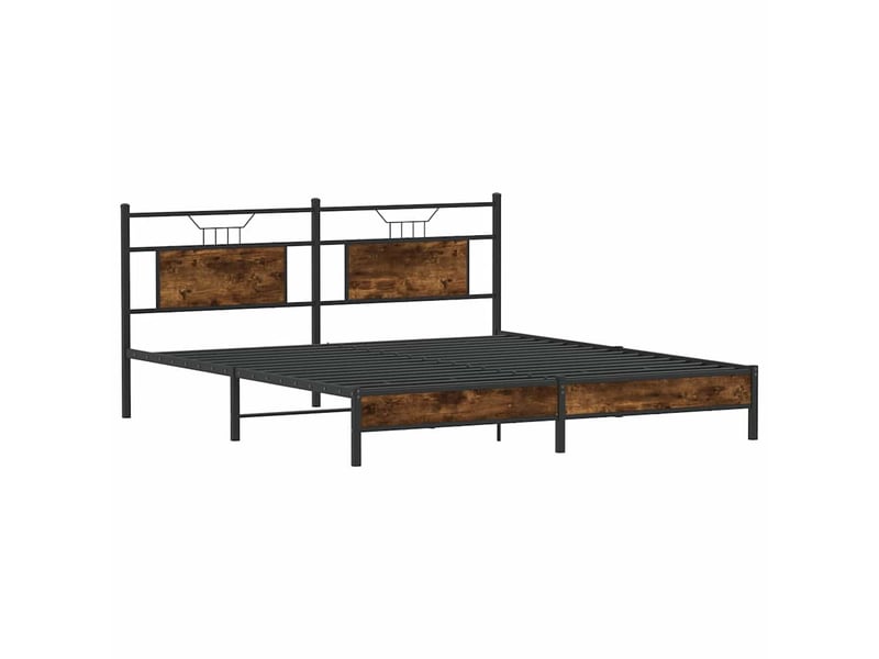  Lit double- lit adulte -  cadre de lit sans matelas chêne fumé 160x200 cm bois ingénierie  - Conforama D