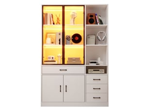 Vitrine coloris blanc 6 étagère(s) <strong>MAISENTIEL</strong> <strong></strong> - 120 cmx200 cm