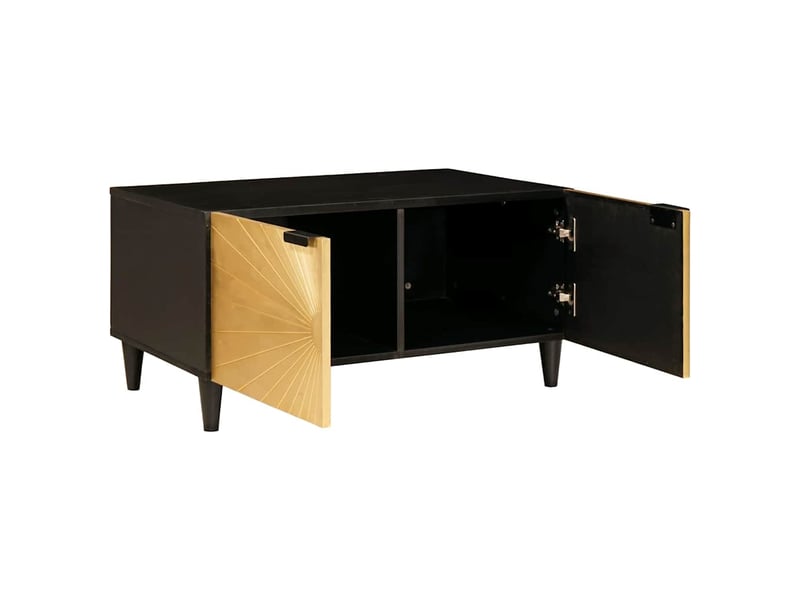 Table basse - table de salon - table à thé noir et or 80 x 50 x 40 cm bois d'ingénierie - Conforama A