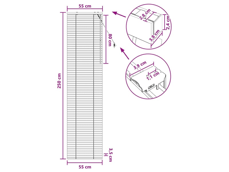  Store vénitien, store de fenêtre aspect chêne 55 x 250 cm 35 mm cf47654  - Conforama E