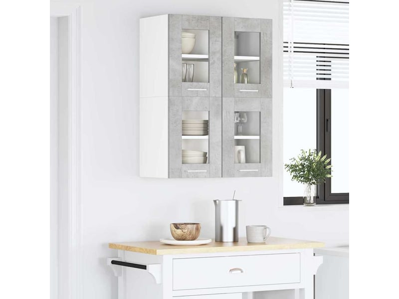  Meuble de rangement cuisine, armoire suspendue 2 pcs gris béton bois d'ingénierie shl7174  - Conforama D