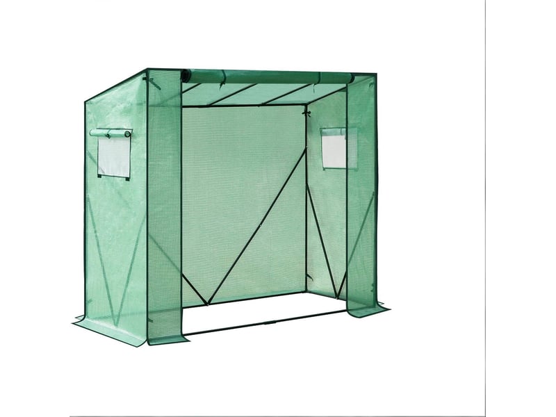  Serre de jardin en pe vert 200 x 77 x 169 cm, structure en acier pour protéger vos plantes au fil des saisons  - Conforama A