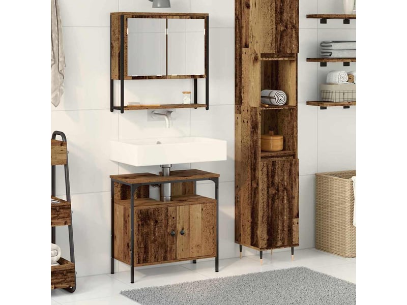 Ensemble de mobilier de salle de bain 2 pièces marron cf64227 - Conforama B