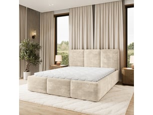 Lit coffre 160x200 cm <strong>MASSENO</strong> <strong></strong> coloris beige