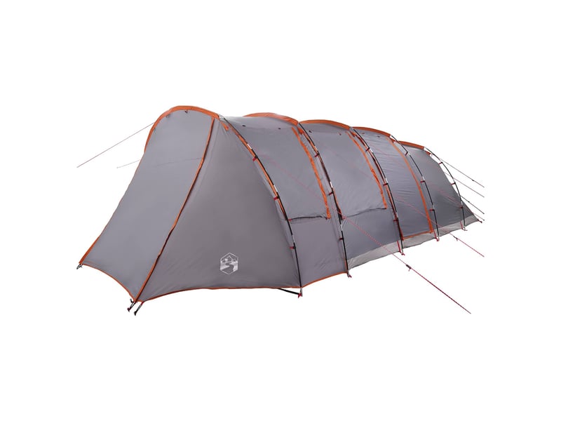  Tente tunnel, tente de camping gris et orange 675x392x210 cm  - Conforama C