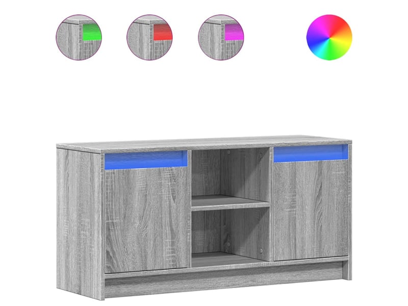 Meuble tv - banc tv - meuble de rangement avec led sonoma gris 100x34x50 cm bois d'ingénierie - Conforama A