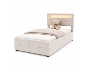 Lit coffre 90x200 cm <strong></strong>  <strong></strong> coloris beige