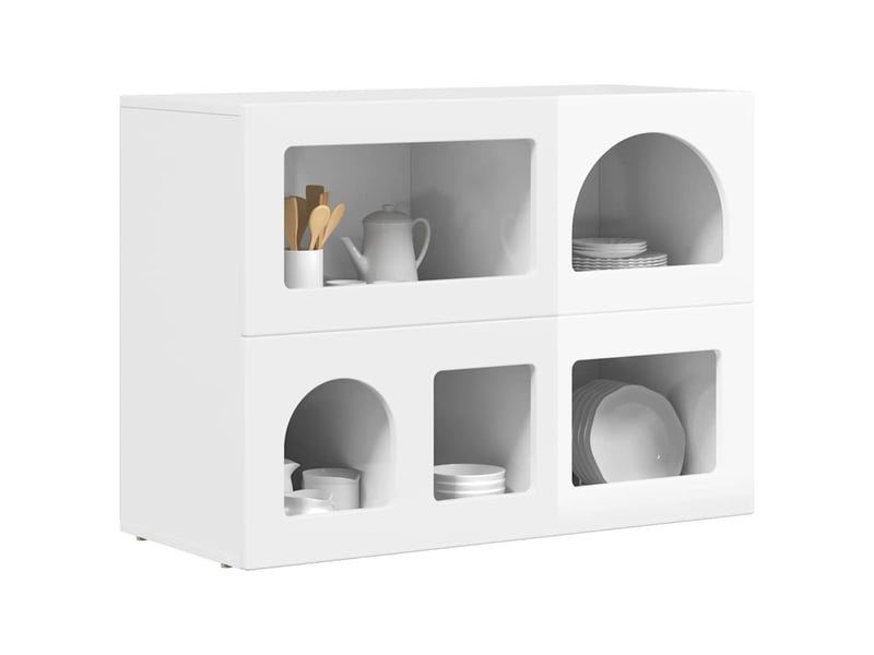  Buffet - bahut - meuble de rangement elst blanc brillant 80,5 x 35 x 59 cm bois d'ingénierie  - Conforama C