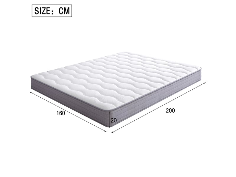  Matelas à ressorts 160 x 200 cm, épaisseur 20 cm, ferme h3, blanc, tissu et métal, ergonomique roulé  - Conforama C