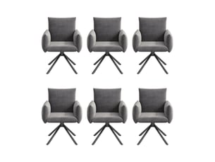 Lot de 6 chaises de salle à manger en velours gris pivotantes 360°