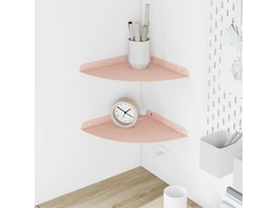 Lot de 2 étagères flottantes d'angle, étagères murales rose 24 x 24 x 2 cm cf41653