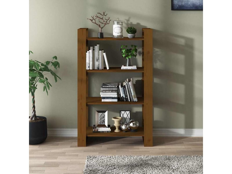  Bibliothèque, étagère de rangement marron miel 80x35x125 cm bois massif  - Conforama C