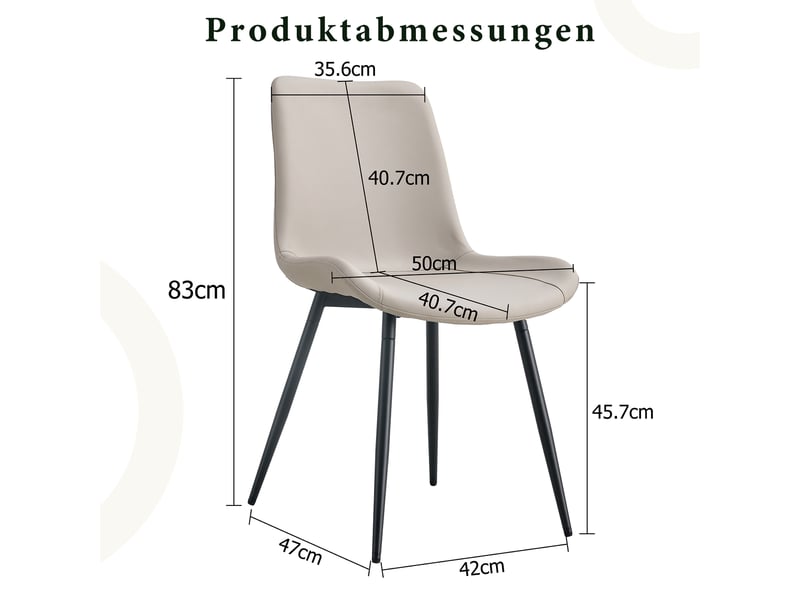  Lot de 4 chaises de salle à manger en similicuir gris et pieds en métal W3658P363211 - Conforama C