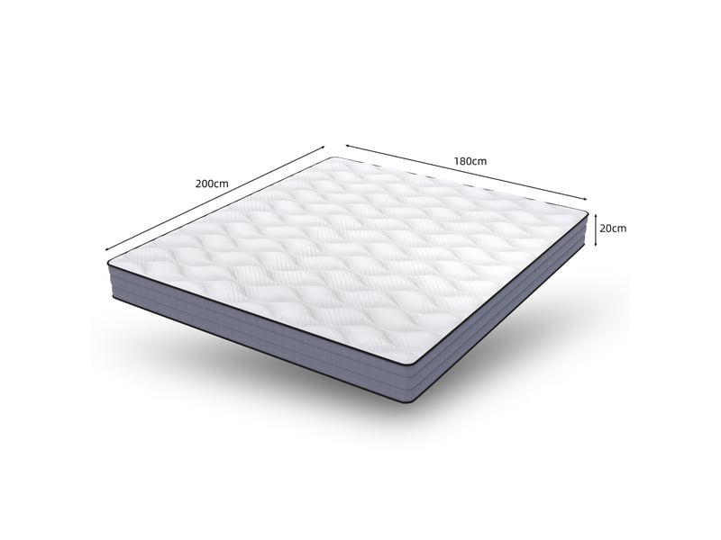  Matelas double 180 × 200 cm à ressorts ensachés 7 zones, mousse mémoire, soutien ferme h3, chambre, épaisseur 20 cm  - Conforama C