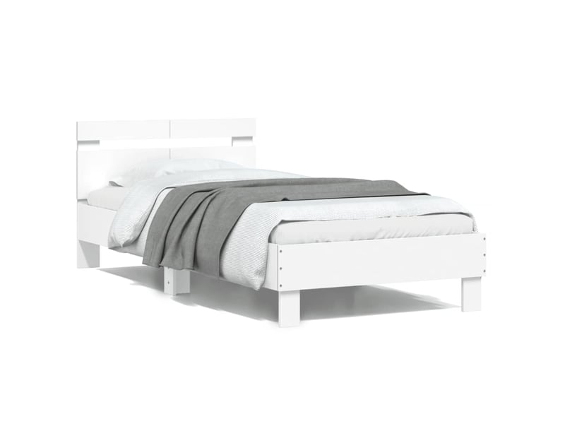  Lit simple- lit adulte -  cadre de lit sans matelas avec tête de lit blanc 100x200 cm  - Conforama A