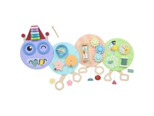 Jouet mural 7 en 1, xylophone, engrenages, design chenille, mdf, 108 cm, multicolore