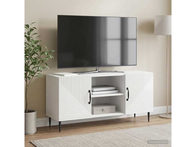  Meuble tv - banc tv - meuble de rangement blanc brillant 102 x 34,5 x 50 cm bois d'ingénierie  - Conforama B