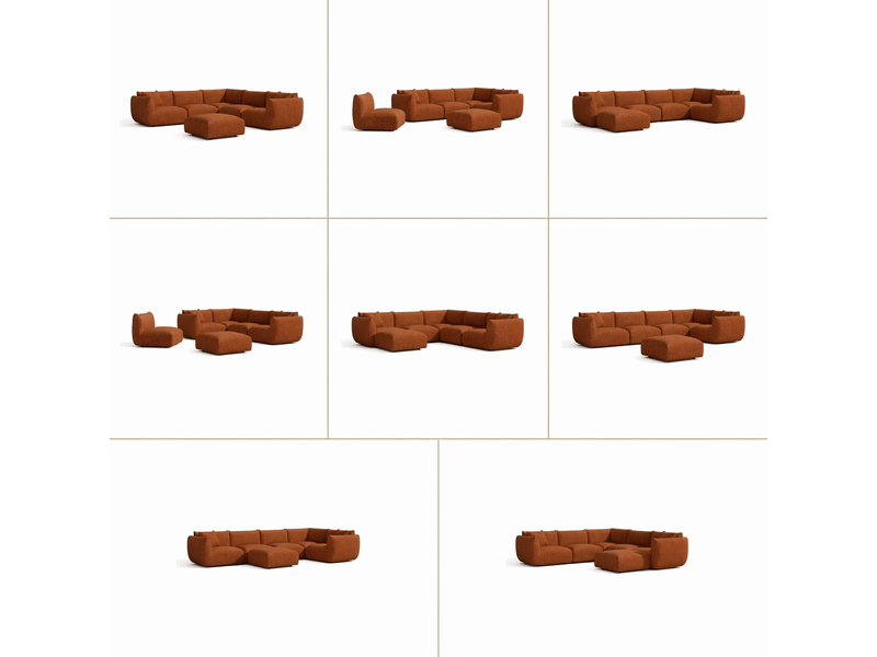 Canapé d'angle panoramique modulable 8 places en velours chenillé nooma NOOMA - Conforama D