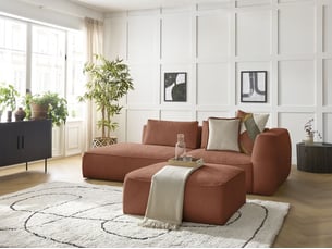 Canapé droit fixe BOBOCHIC LEOPOLD 4 places Tissu orange