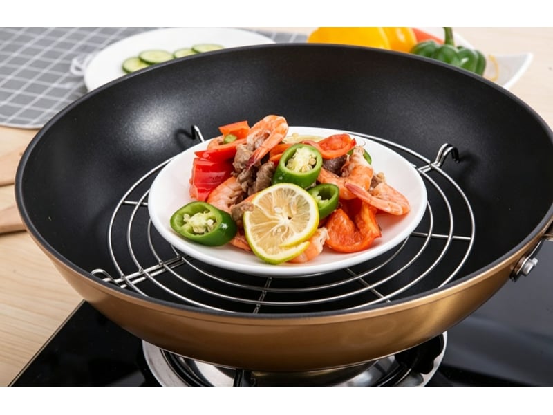 Ensemble de deux grilles semi-circulaires en acier inoxydable pour égoutterrefroidir l'huile de friture, ustensile de cuisine, 28cm ZYS02929LHY - Conforama E