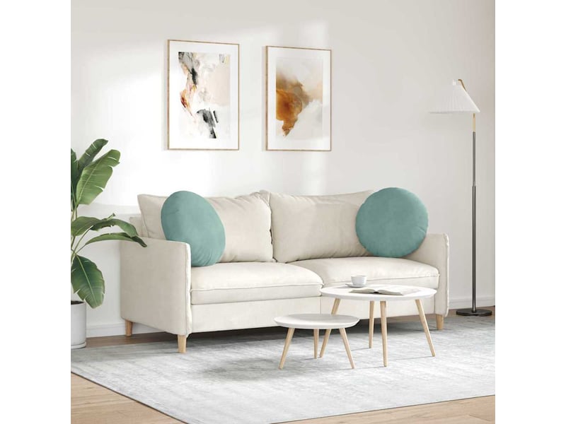  Lot de 2 coussins de siège, coussins décoratifs velours vert mer ø50 x 19 cm cf59922  - Conforama D