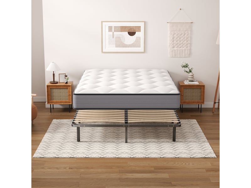  Ensemble 140x190cm matelas à ressorts +sommier à lattes sur pieds, epaisseur du matelas 20cm  - Conforama D
