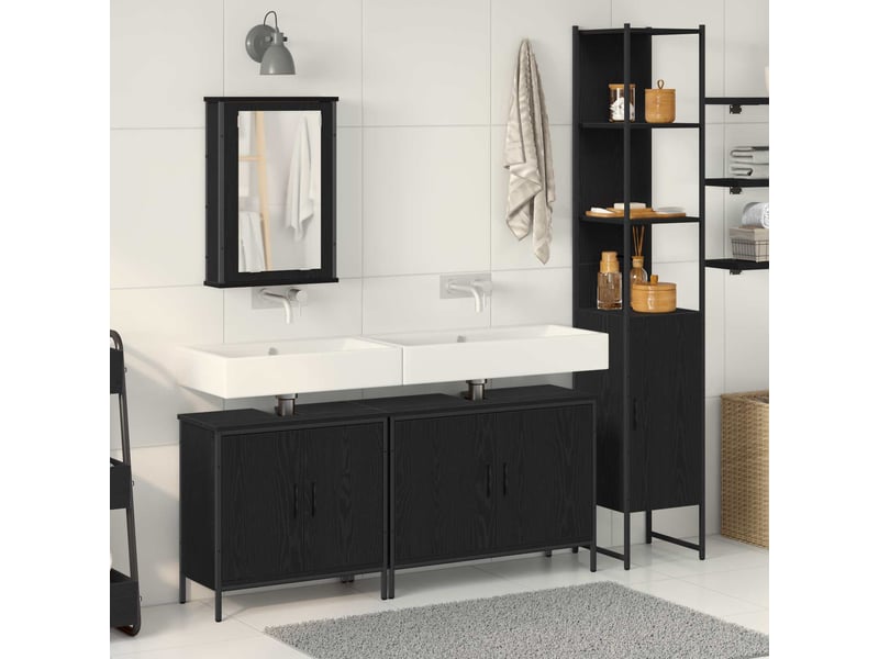 Ensemble de mobilier de salle de bain 4 pièces noir cf64558 - Conforama B