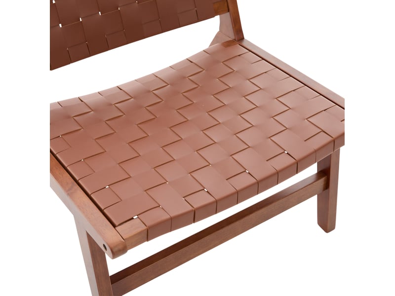 Fauteuil sans accoudoirs tressé en pu 71x66x72 cm marron - Conforama R