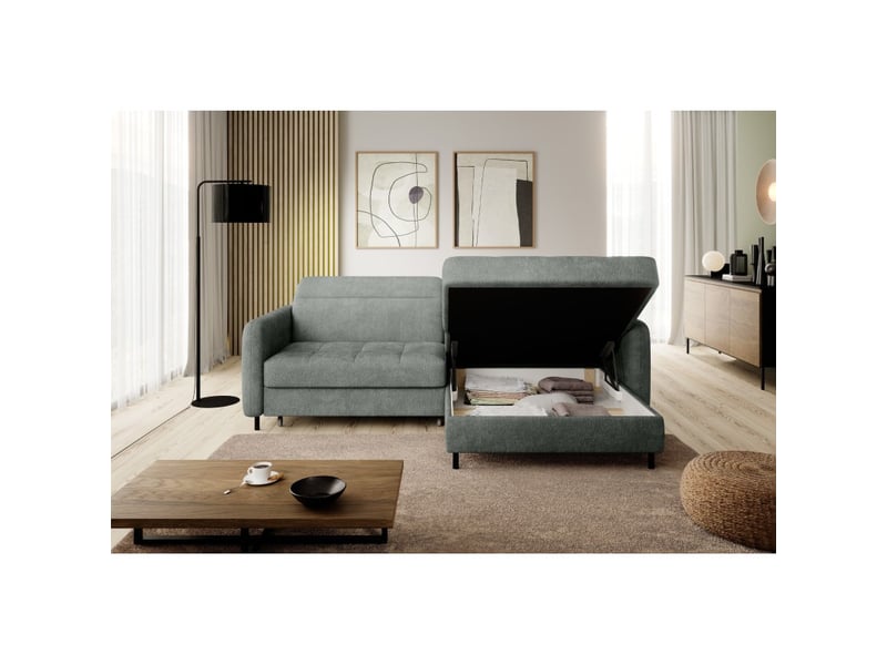  Canapé d'angle collection goumsi coloris vert clair  - Conforama D